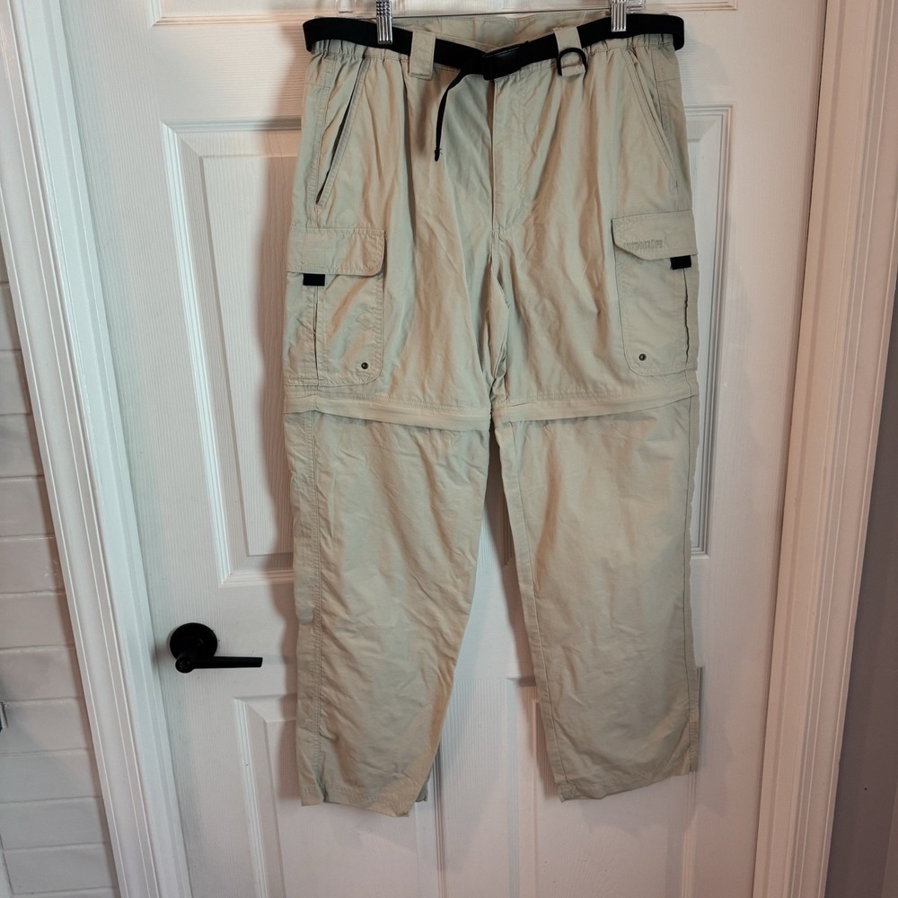 Outdoor Life Pants Mens Sz 34 Tan Convertible Zip Off‎ Belted Lightweight Hiking